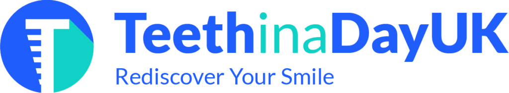 Teeth in a Day UK Logo. Tagline: "Rediscover your smile."